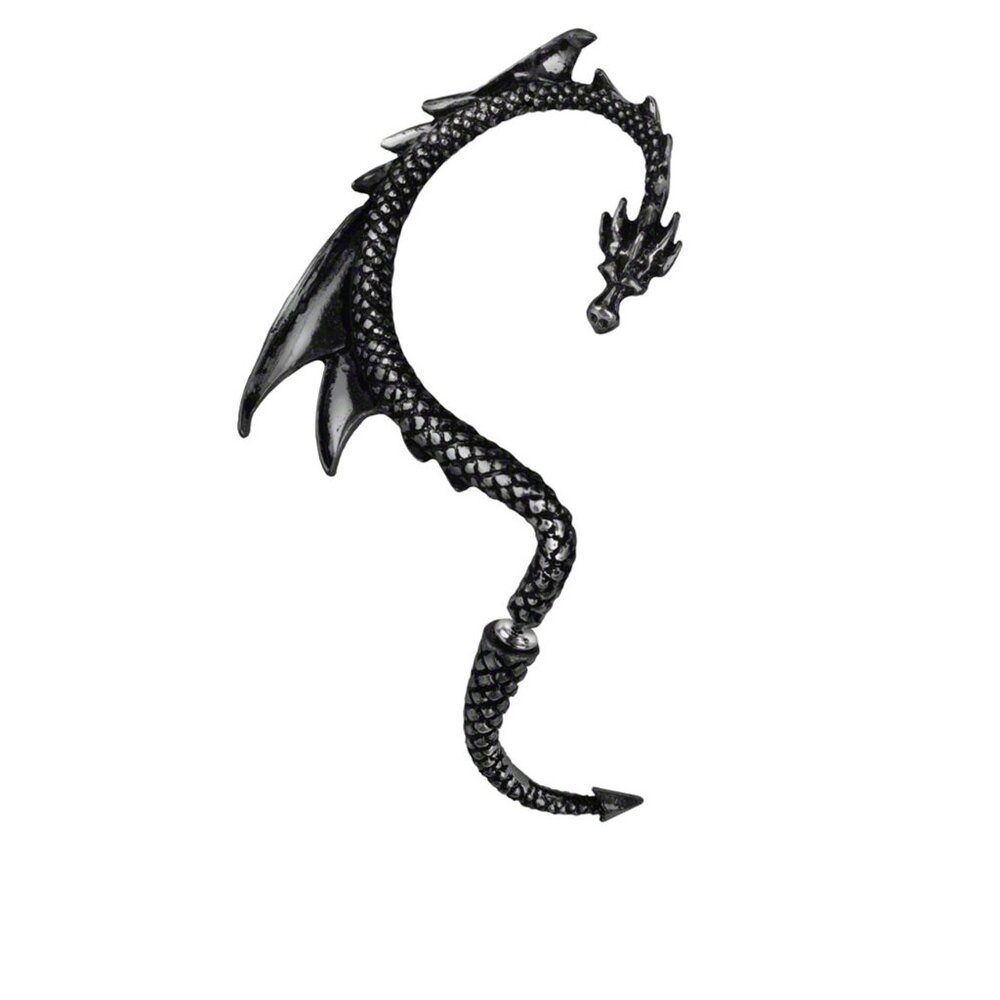 Black Dragon Ear Wrap Alchemy Gothic Dragon Lure Earring Ear Wrap Right Ear UK